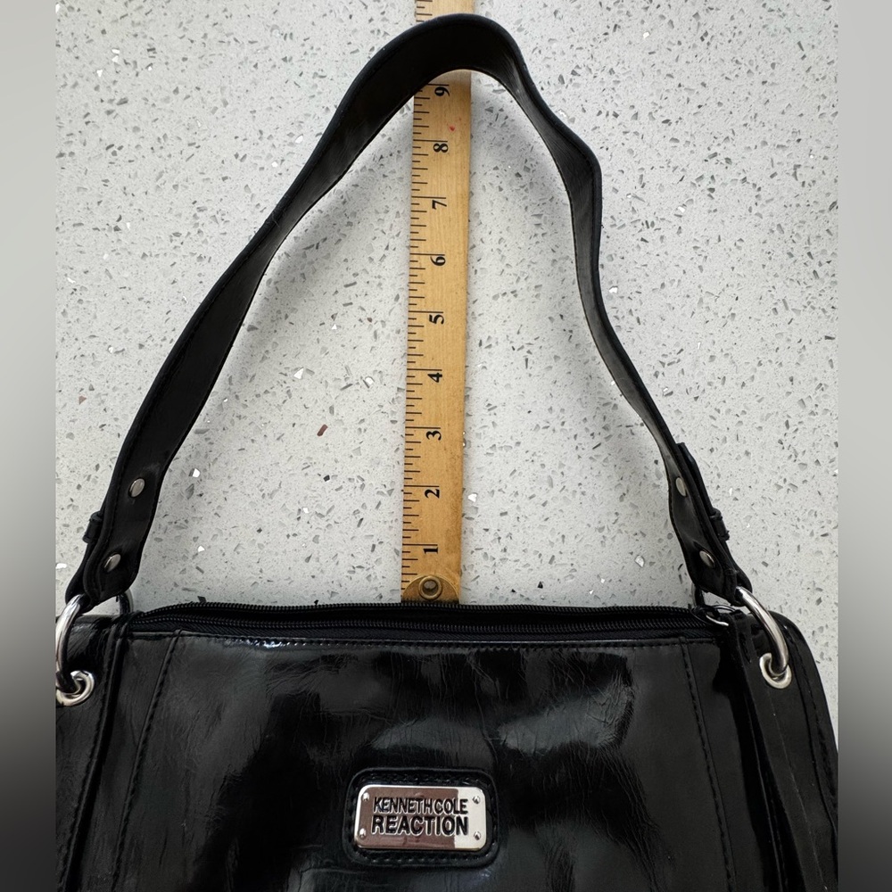 Y2K Vintage Vegan Patent Leather Versatile Slim Bag Black Pouchette Cyber 90s - Picture 10 of 13